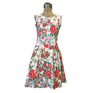 Dress code L.A.-women’s Small Whit, Pink, and Blue Floral Fit and Flare dress